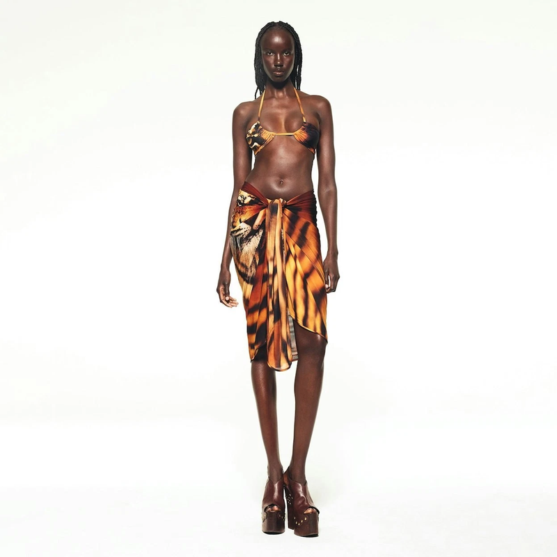 SKIMS X Roberto Cavalli SARONG Tiger Face Print NWT M-XL