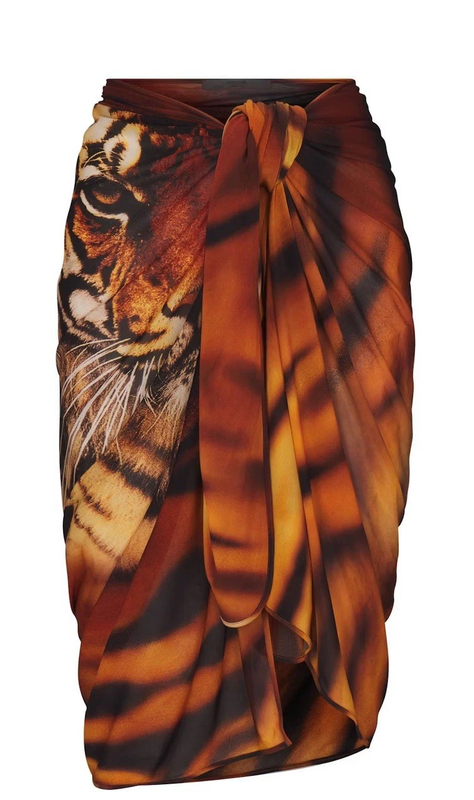 SKIMS X Roberto Cavalli SARONG Tiger Face Print NWT M-XL