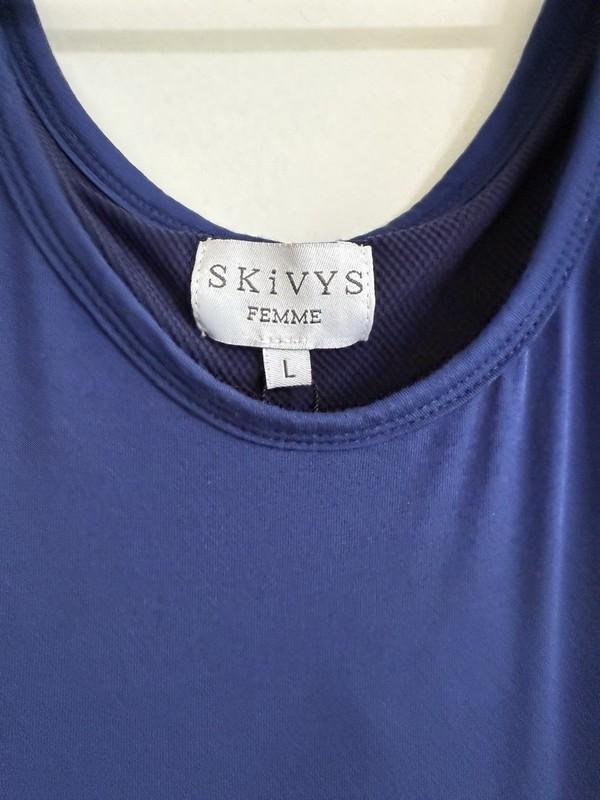 Skivys Tank Dress Femme Blue Tight Maxi Size L Built In Bra Ruched Slimming Soft