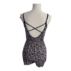 Sleeveless Floral Black Multicolor Romper Size 8 Pockets Elastic-Waist Jumpsuit
