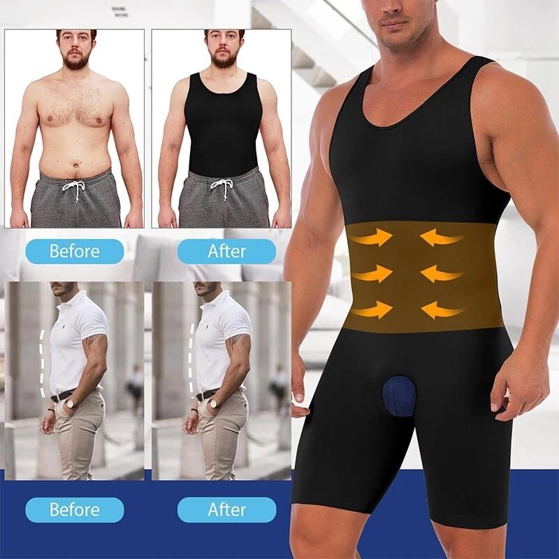 Slimming Men Compression Shapewear Bodysuit Tummy Control Body Shaper Undershirt