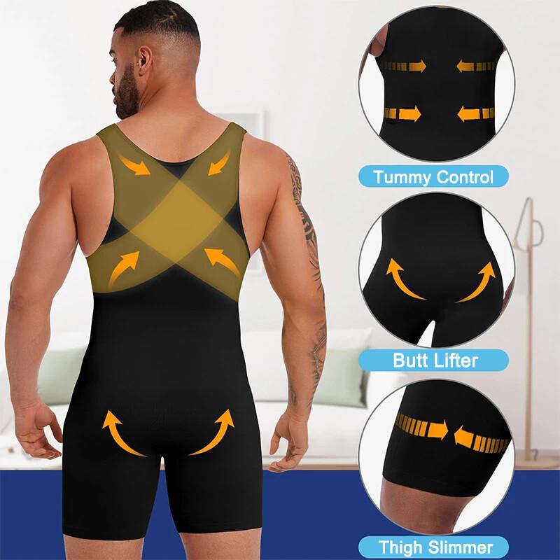 Slimming Men Compression Shapewear Bodysuit Tummy Control Body Shaper Undershirt