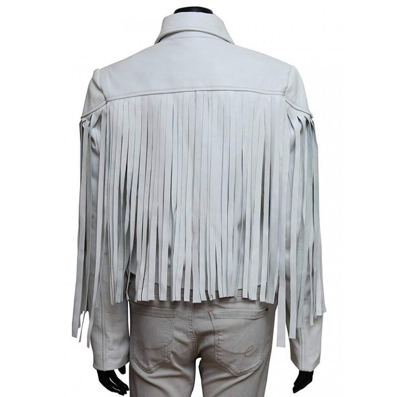 Sloane Peterson Ferris Bueller's Day Off Mia Sara White Fringe Leather Jacket