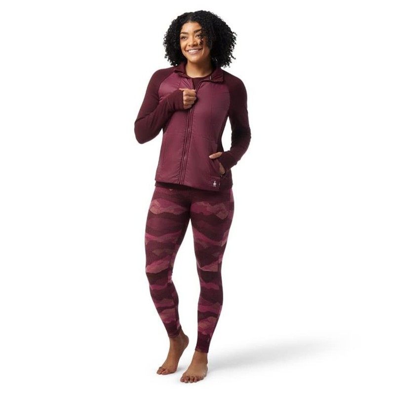Smartwool Womens Large Smartloft Jacket Black Cherry Full Zip Merino Wool Thumb