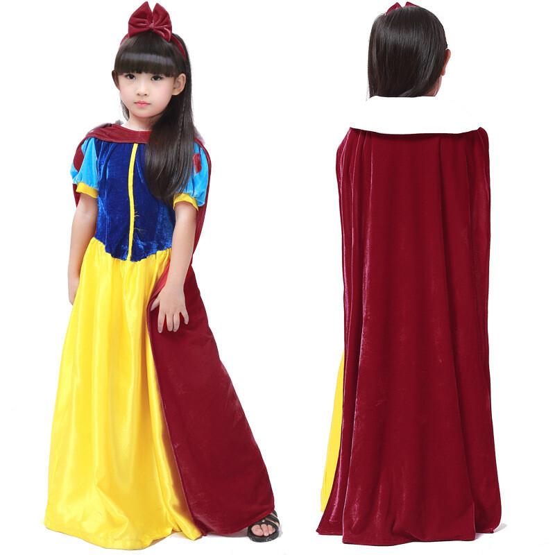 Snow White Women Costume Princess Dress W/Petticoat & Headband Halloween Cosplay