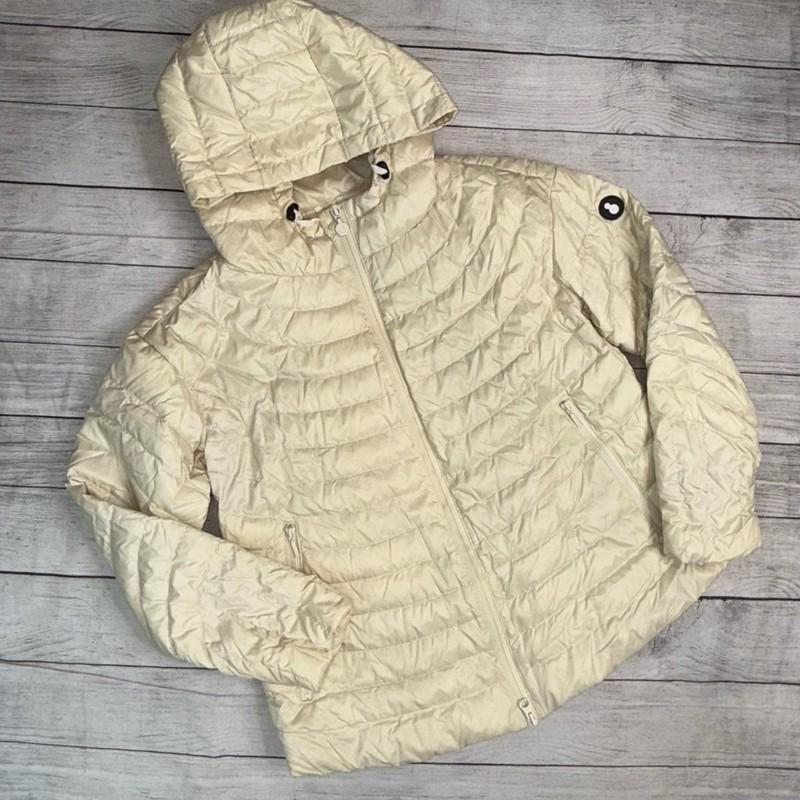 SNOWMAN NEW YORK Down Cream Hooded Lightweight Puffer Jacket Coat EUC Size XS