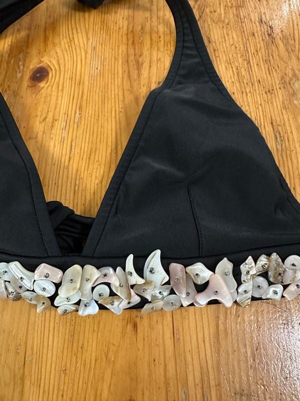 Sofi Women Black Bikini Bra Stone Embellishments Made Brazil Size M
