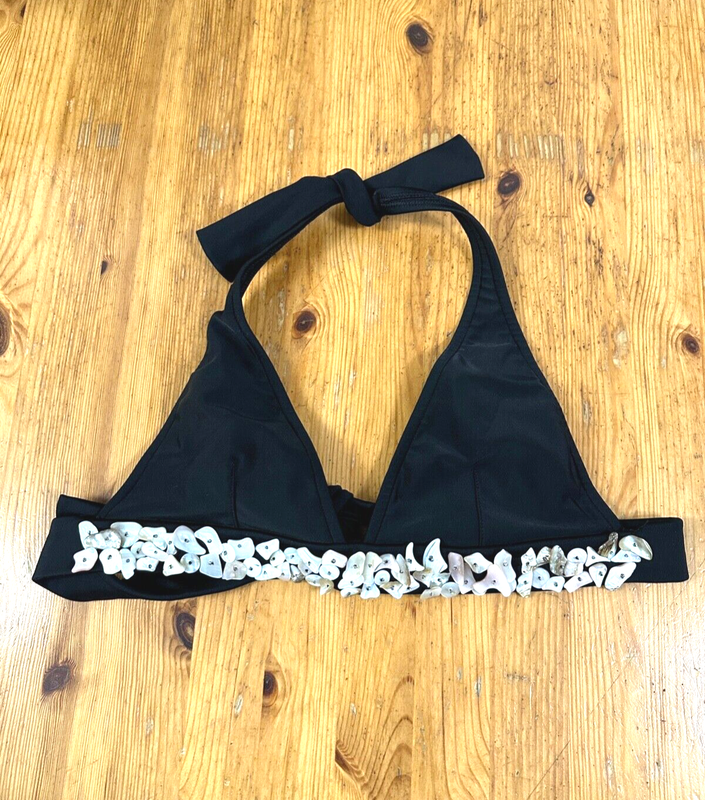Sofi Women Black Bikini Bra Stone Embellishments Made Brazil size M