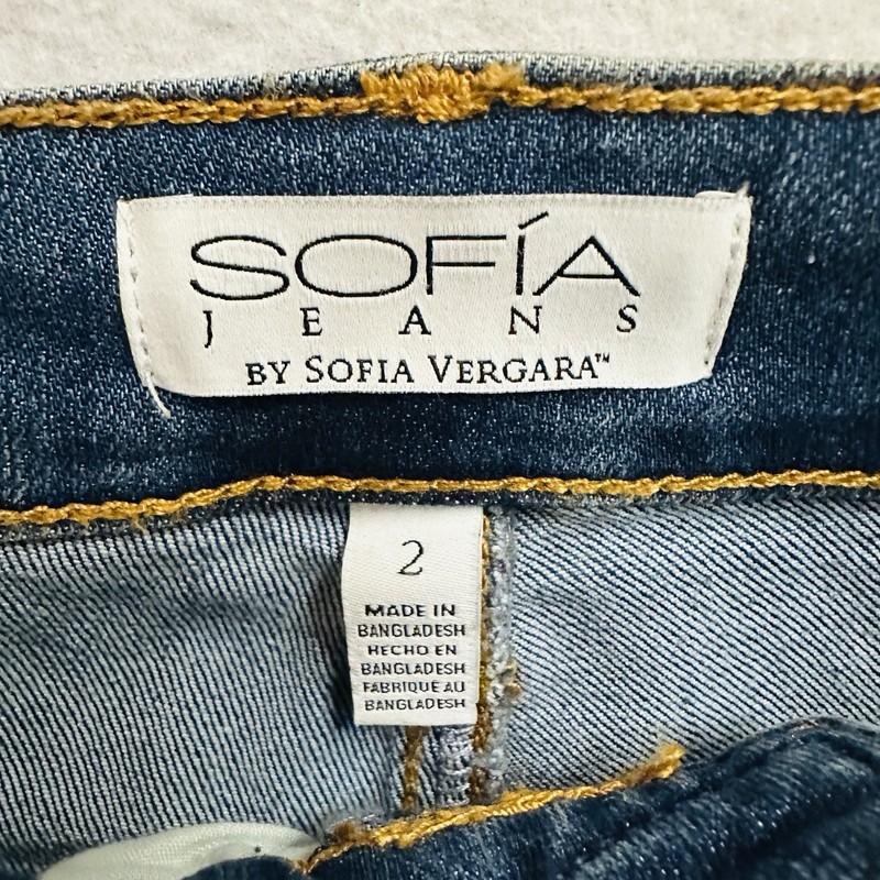 SOFIA By Sofia Vergara Jeans Women's 2 Blue Denim Skinny Ankle Raw Hem Crop