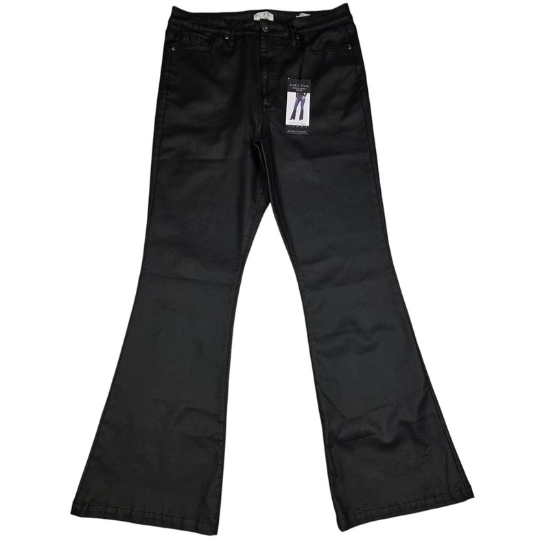 Sofia Vergara Pants Bootcut Flare Sleek Faux Leather Mob Wife Black Womens 14