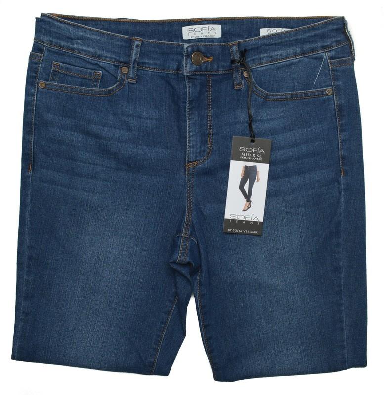 Sofia Vergara Sofia SKINNY Mid Rise Soft Stretch Ankle Jeans Medium Wash 6