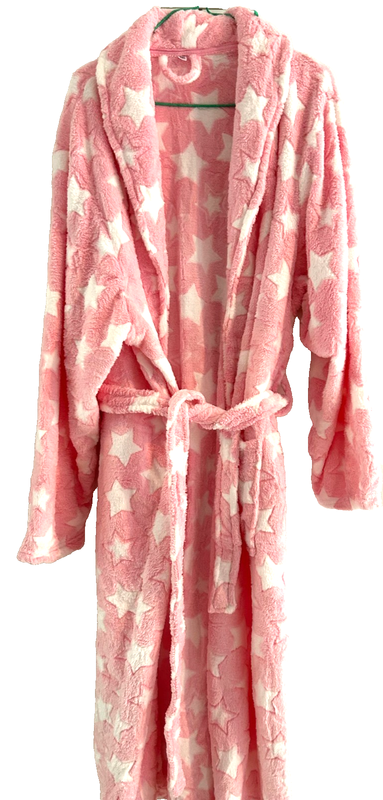 Soft Elegant Bath Robes Flannel Long Women Size XL/2XL Wrap Robe Pink Star