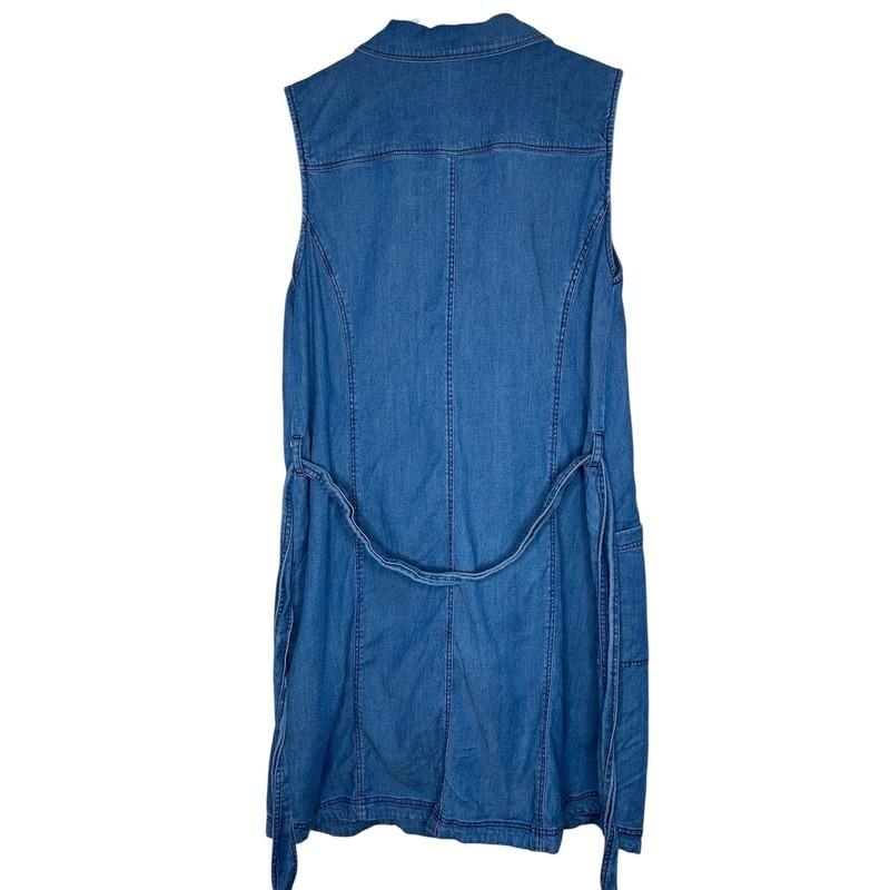 Soft Surroundings Dress Women's L Petite Denim High Point Sleeveless Button Up