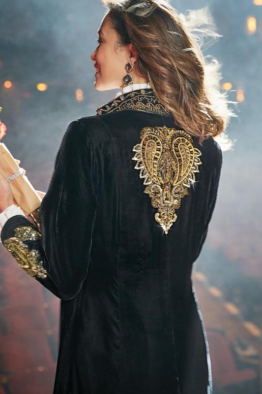 Soft Surroundings Heritage Duster Jacket Long Velvet Coat Size M - NEW - $320+