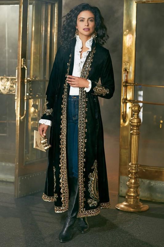 Soft Surroundings Heritage Duster Jacket Long Velvet Coat size M - NEW - $320+