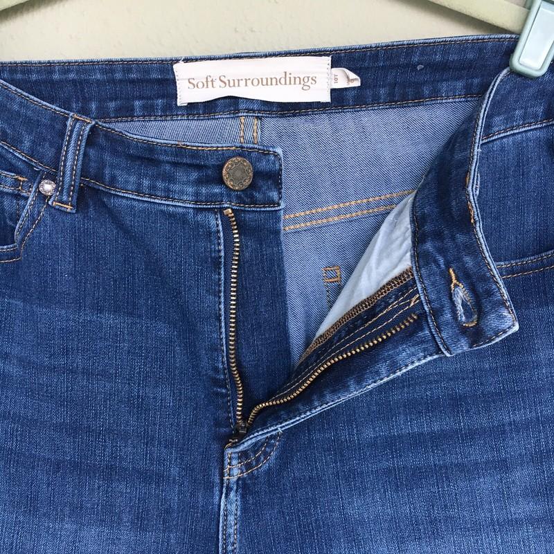 Soft Surroundings Jeans Women 10T Ultimate Bootcut Raw Hem Stretch Crop Denim