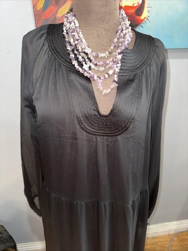 Soft Surroundings Large Gorgeous Black Long Sheer Dress Lined
