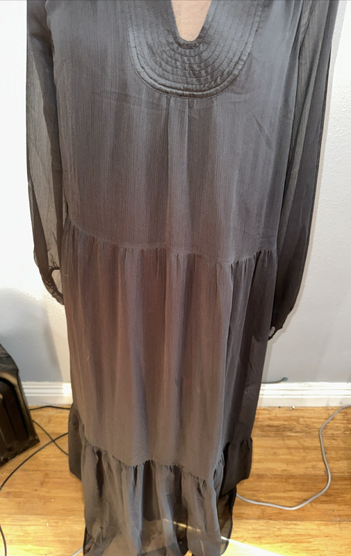 Soft Surroundings Large Gorgeous Black Long Sheer Dress Lined