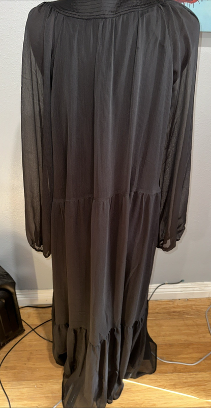 Soft Surroundings Large Gorgeous Black Long Sheer Dress Lined