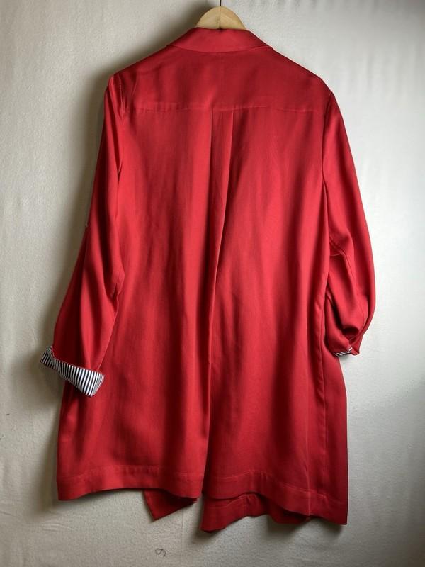SOFT SURROUNDINGS Open Jacket Coat Lightweight Tencel Nautical Maritime Red XL