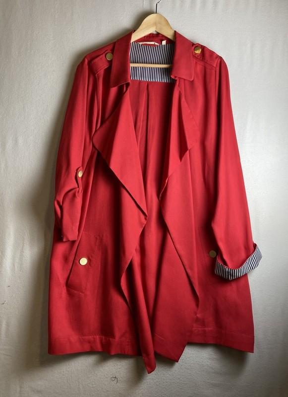 SOFT SURROUNDINGS Open Jacket Coat Lightweight Tencel Nautical Maritime Red XL