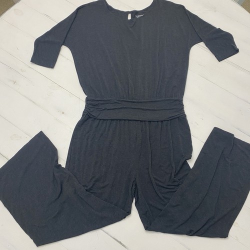 Soft Surroundings Toujours Wide Leg Gray Jersey Stretch Jumpsuit Women's Large
