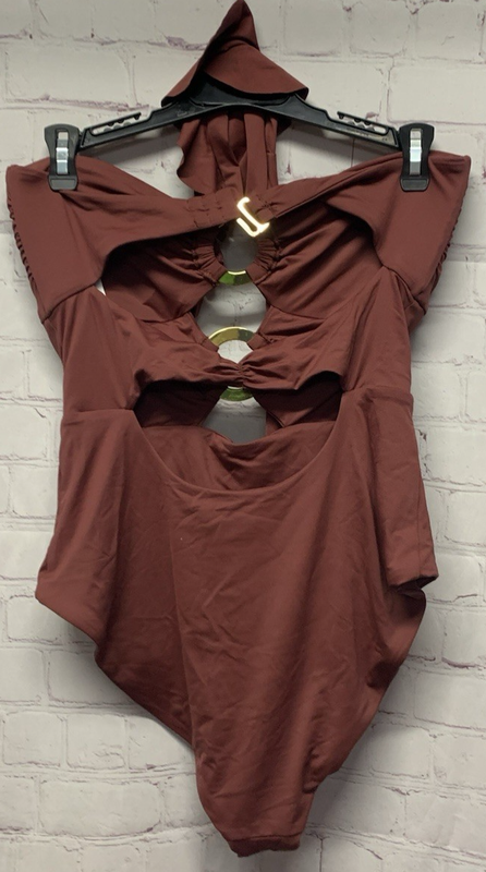 Soluna Medium Becca Buckle-Up One-Piece Swimsuit Brown Coconut New