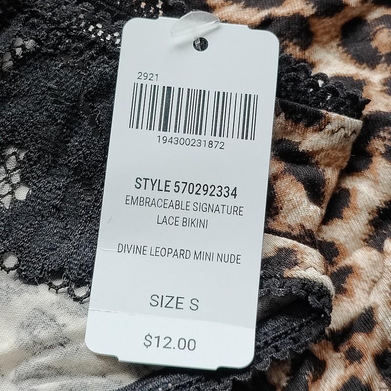 Soma Embraceable Signature Lace Bikini Panty Divine Leopard Mini Nude SZ S/M