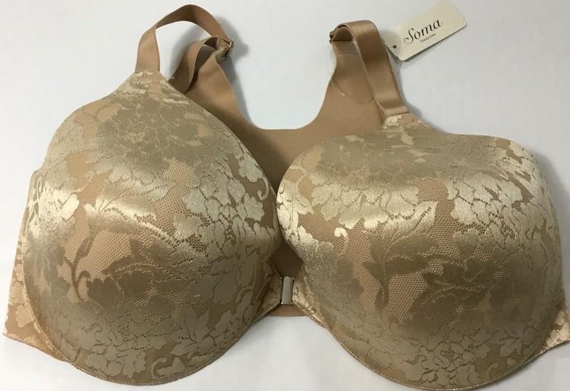 Soma Women’s Vanishing Back Front Close Lace Bra Nude Gold Size 40G NWT