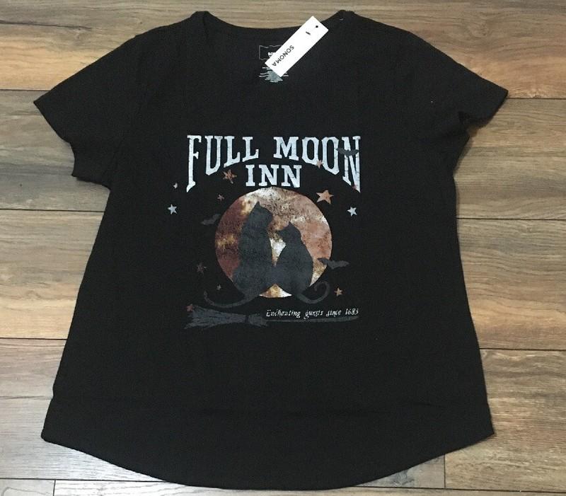 Sonoma Goods for Life Crew Neck Tee Halloween Graphic T-Shirt Full Moon Inn
