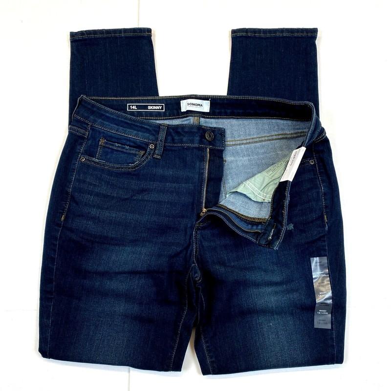 SONOMA Jeans 14 Long Womens Skinny Leg Mid Rise 14L Tall Distressed 32 Inseam L
