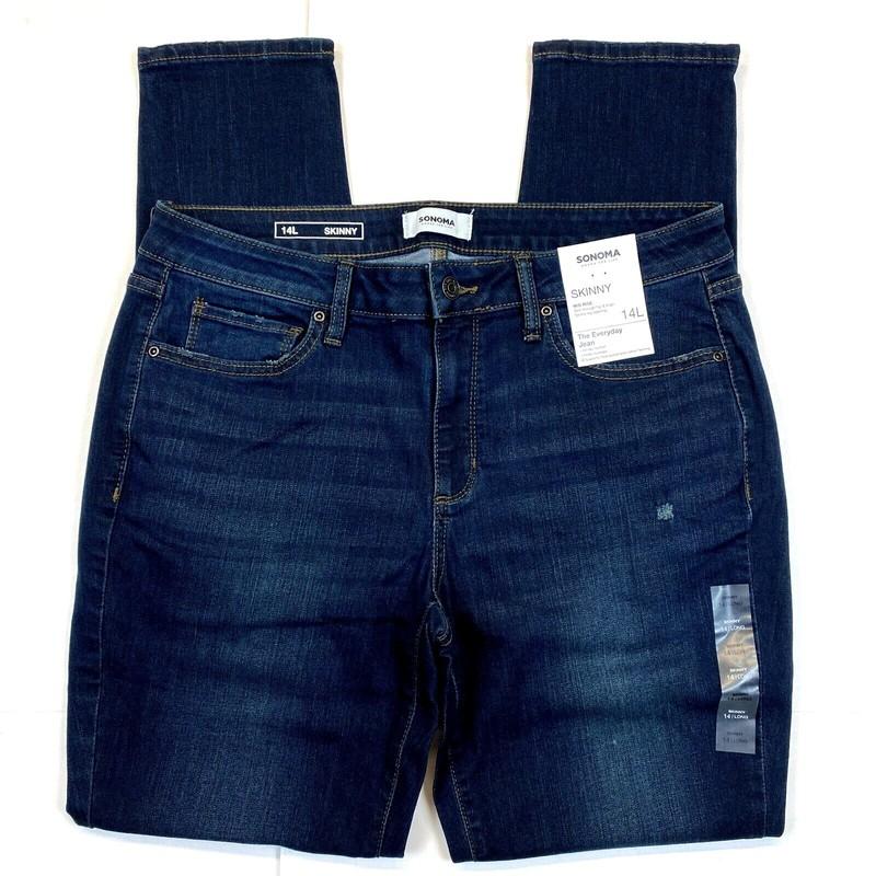 SONOMA Jeans 14 Long Womens Skinny Leg Mid Rise 14L Tall Distressed 32 Inseam L
