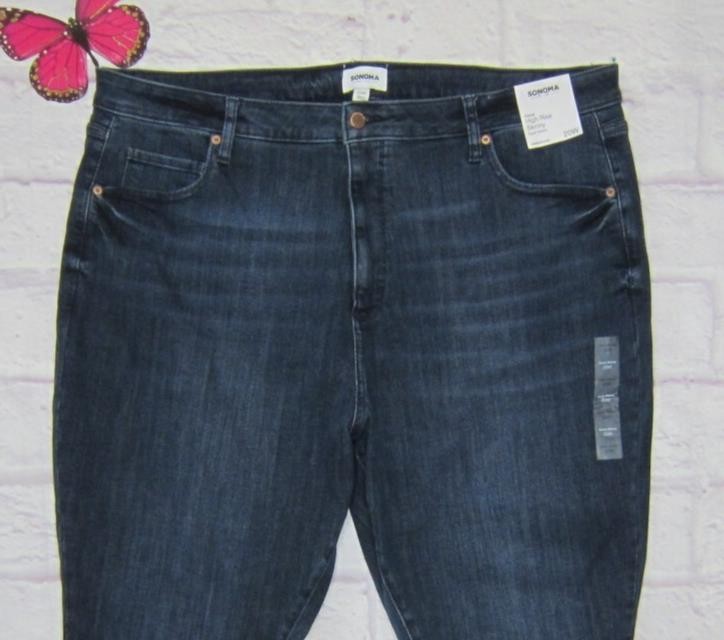 Sonoma Women's Size 20W Blue Curvy High Rise Skinny Super Stretch Jeans New