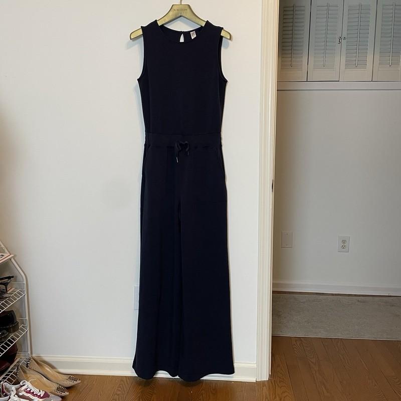 SPANX Air Essentials Wide Leg Jumpsuit Sz M Medium Tall Black Travel Romper