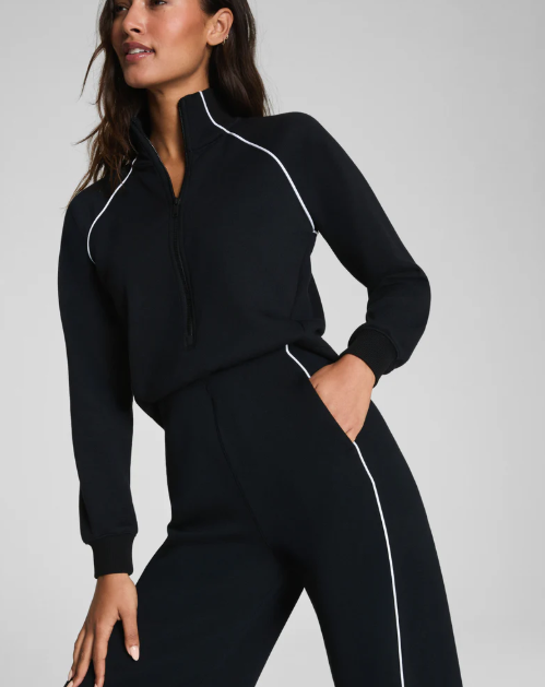 SPANX AirEssentials® Pique Half Zip Jumpsuit Very Black BEST SELLER