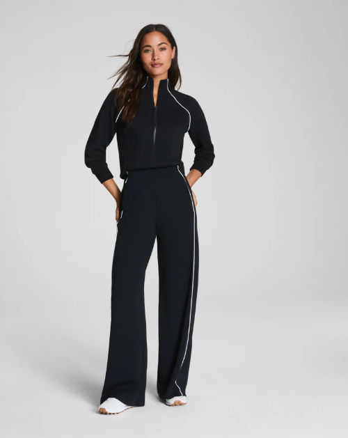 SPANX AirEssentials® Pique Half Zip Jumpsuit Very Black BEST SELLER