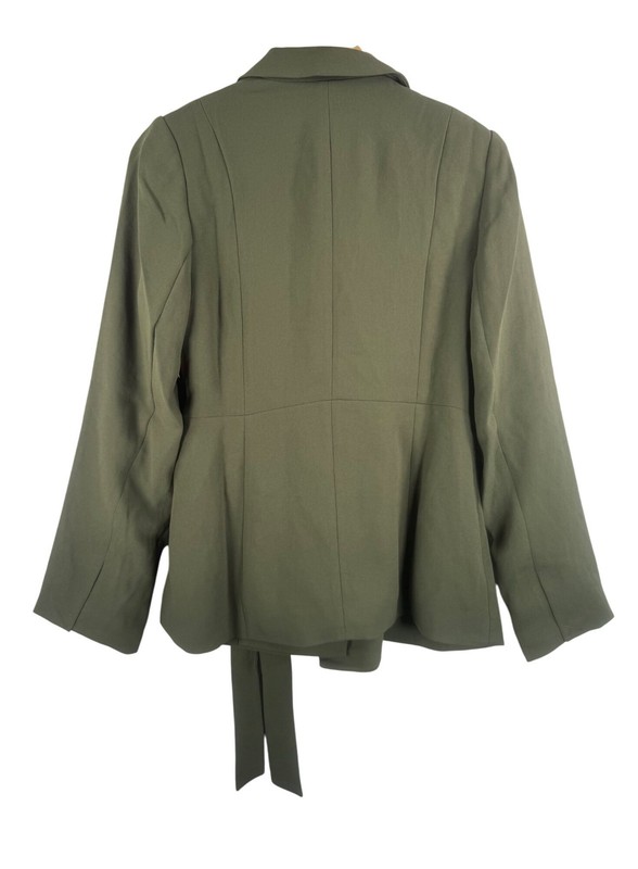 Spanx Crepe Wrap Blazer Light Weight Preppy 90s Relaxed Olive Sz M