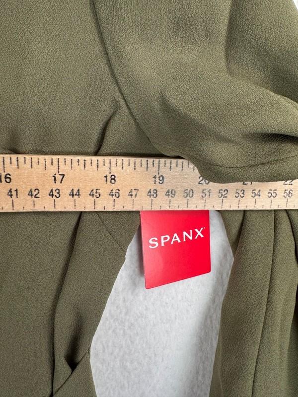 Spanx Crepe Wrap Blazer Light Weight Preppy 90s Relaxed Olive Sz M