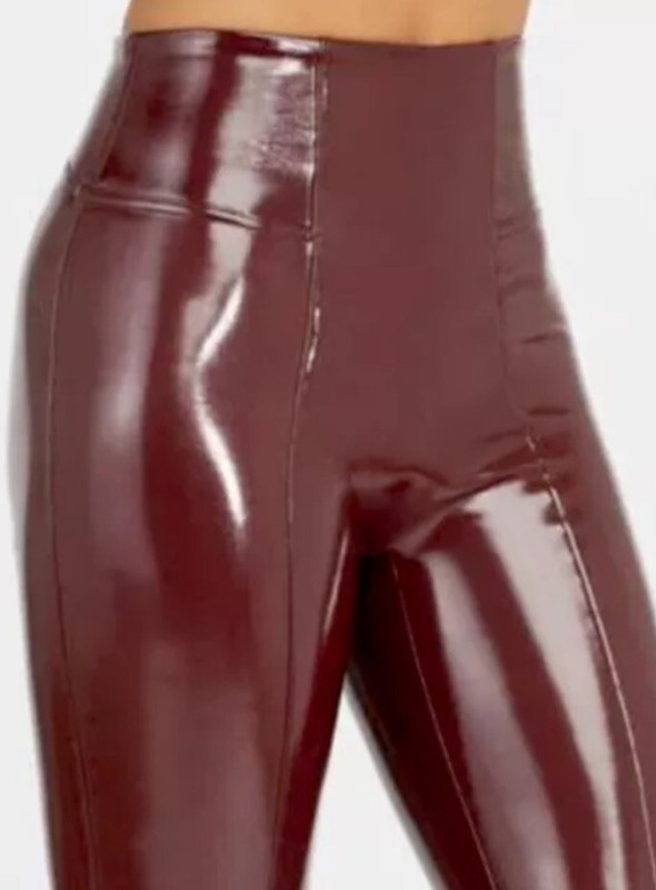 SPANX Faux Patent Leather Liquid Gloss LEGGINGS-20301R-Ruby-Size LARGE