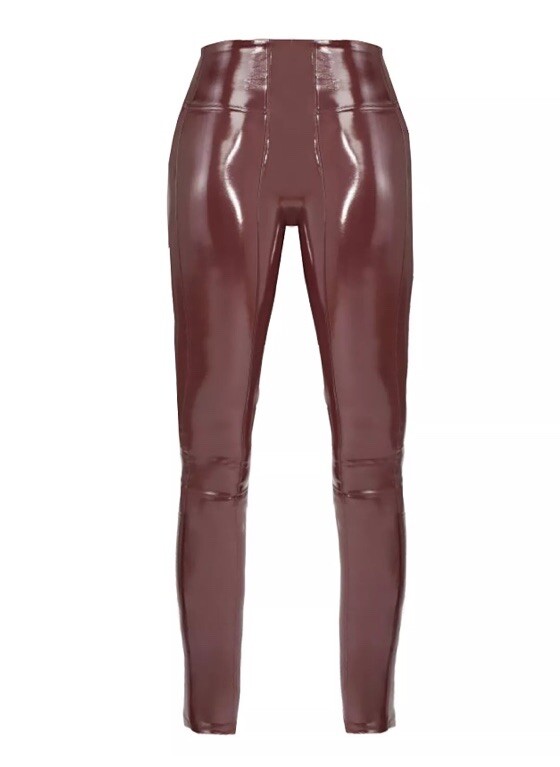 SPANX Faux Patent Leather Liquid Gloss LEGGINGS-20301R-Ruby-Size LARGE