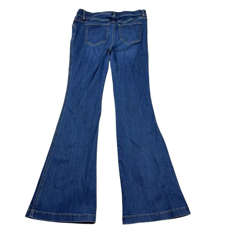 Spanx Flare Jeans Womens Size Medium Petite Blue High Rise Pull On Denim
