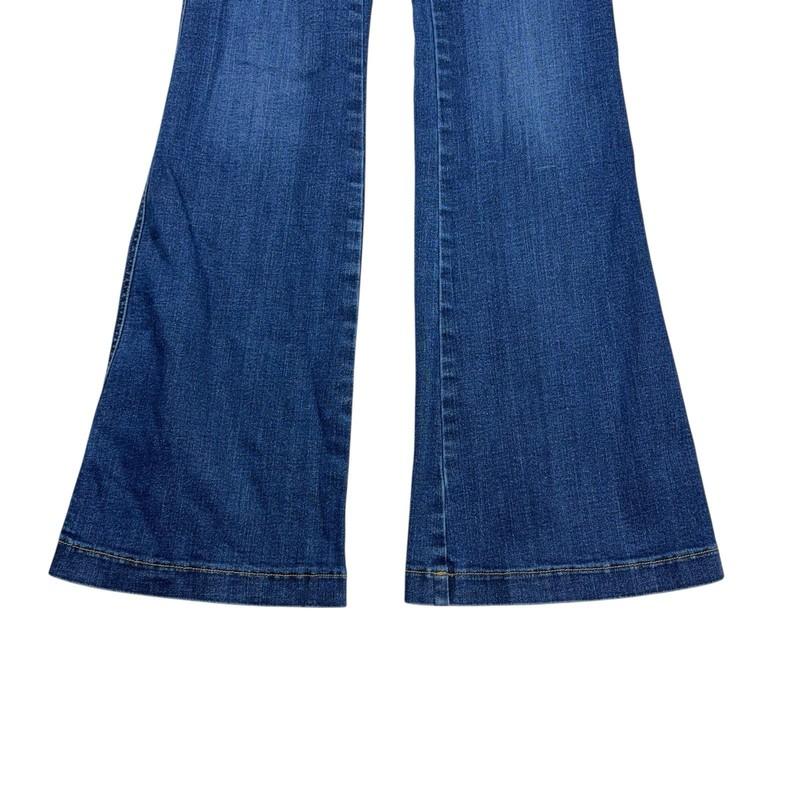 Spanx Flare Jeans Womens Size Medium Petite Blue High Rise Pull On Denim