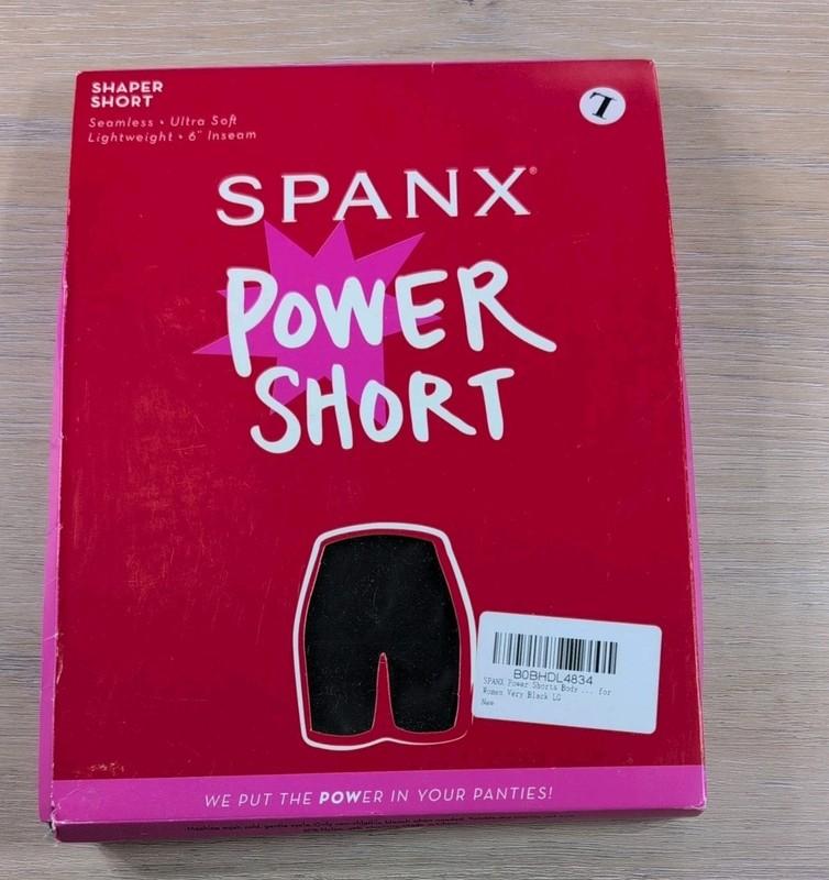 Spanx Shapewear Womens Large Lightweight Black Power Short Seamless New 6”
