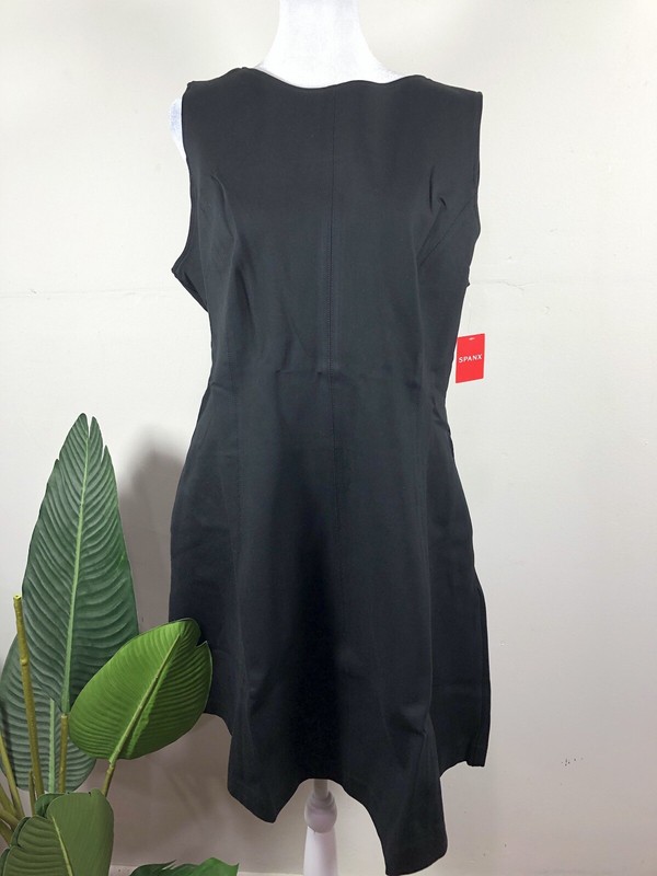 SPANX The Perfect Fit & Flare Ponte Stretch Black Dress Pockets Size XL