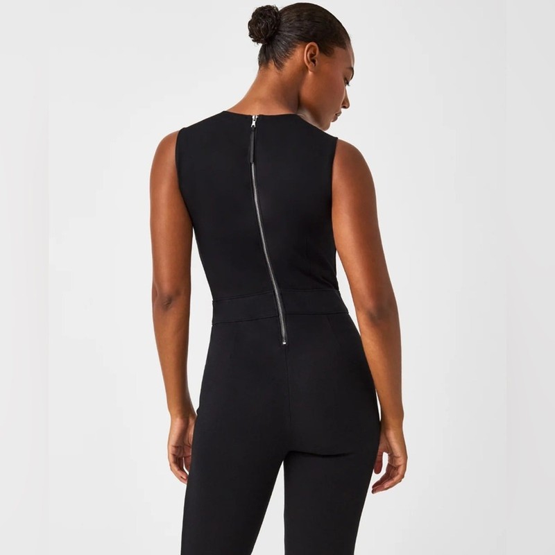 Spanx The Perfect Jumpsuit In Black Sleeveless Flare Womens Size M