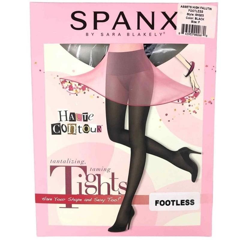 Spanx Tights Assets Shapewear Size F 3XL Black Tummy Control High Waist Footless