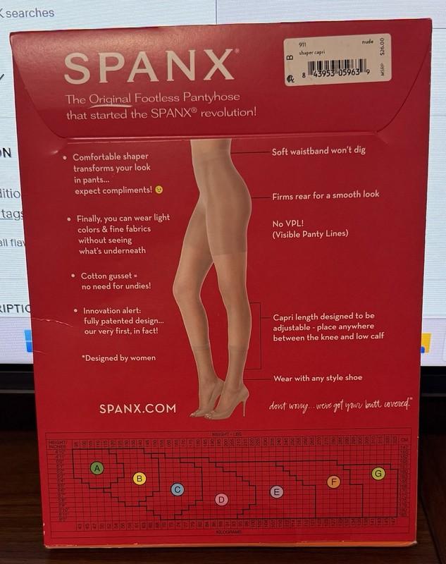 SPANX Women’s Original Footless Pantyhose High Waisted Power Capri Size B Nude