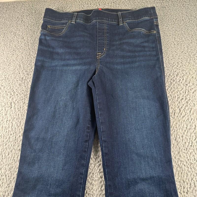 SPANX XL Extra Large Denim Flare Pull On Jeans Dark Wash Women's