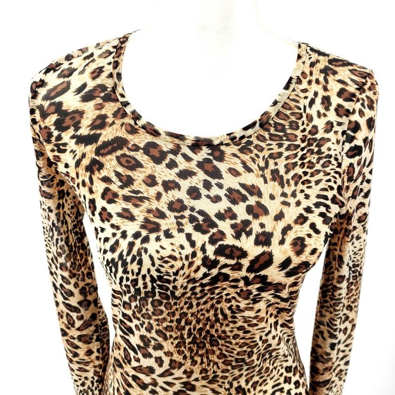 SPARKZ COPENHAGEN Soft Long Sleeve Scoop Neck Leopard Print Tee XS S M