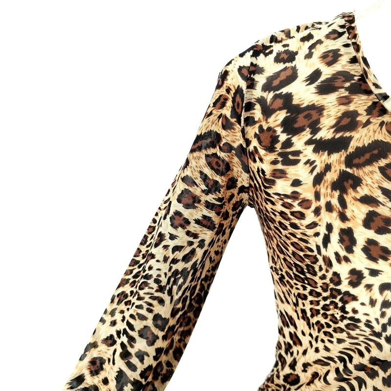 SPARKZ COPENHAGEN Soft Long Sleeve Scoop Neck Leopard Print Tee XS S M